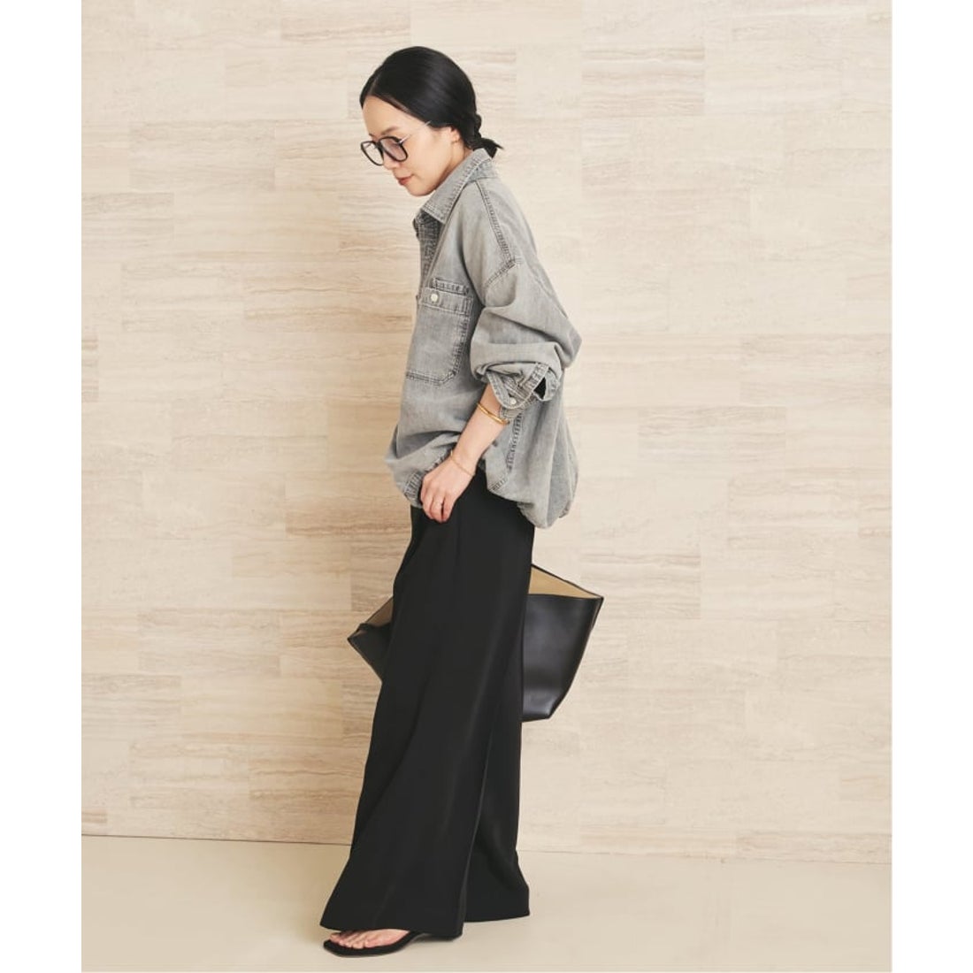 プラージュ Plage ballon denim シャツ（グレー） - ファッション通販