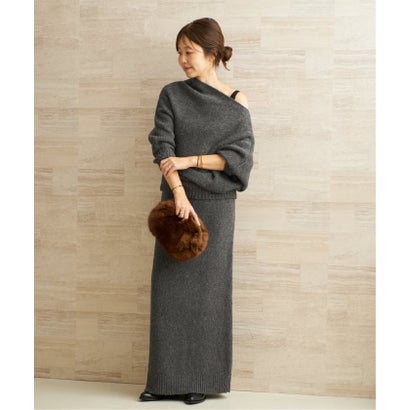 《予約》KNIT ロングスカート （ホワイト）｜詳細画像