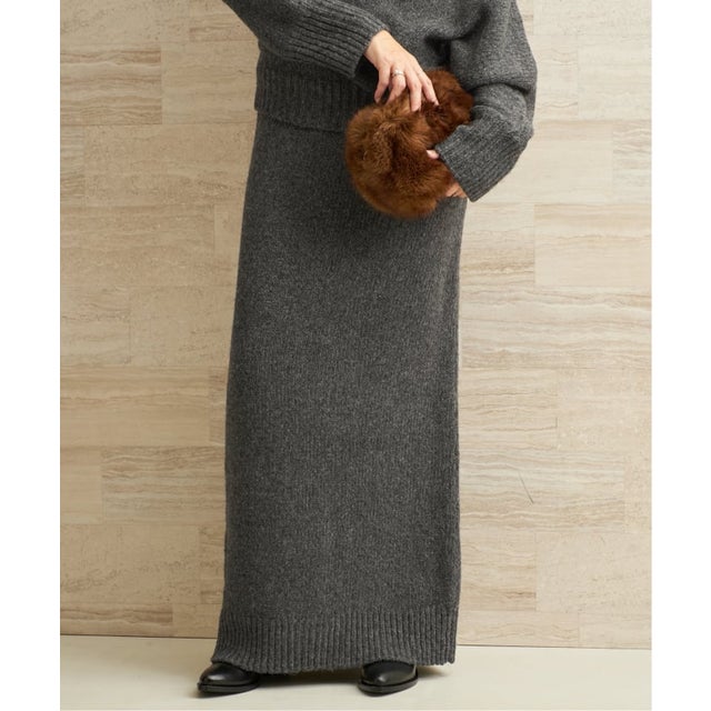 《予約》KNIT ロングスカート （グレー）