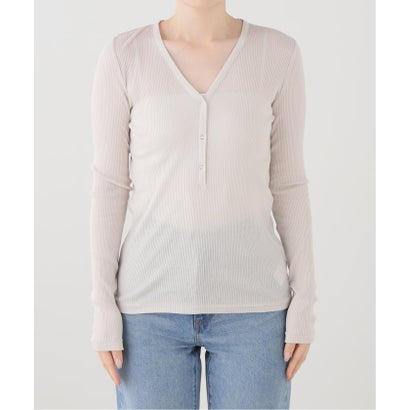 Sheer rib ヘンリーTシャツ （グレーB）｜詳細画像
