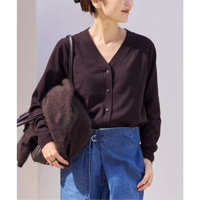 《一部店舗・WEB限定追加予約》R’IAM ウールカシュクールカーディガン （ブラウン）
