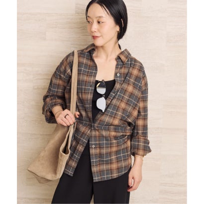 《追加予約》SIDOGRAS  flannel check シャツ 2 （ベージュ）｜詳細画像