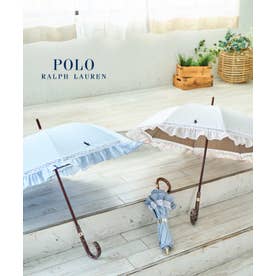 POLO RALPH LAUREN 晴雨兼用折りたたみ日傘 ストライプフリル