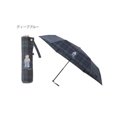 折りたたみ雨傘 フレンチベア ポロベア チェック （ディープブルー）｜詳細画像