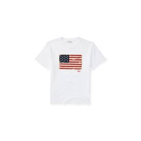 (ボーイズ 8才～20才)フラッグ コットン ジャージー Tシャツ 100ホワイト