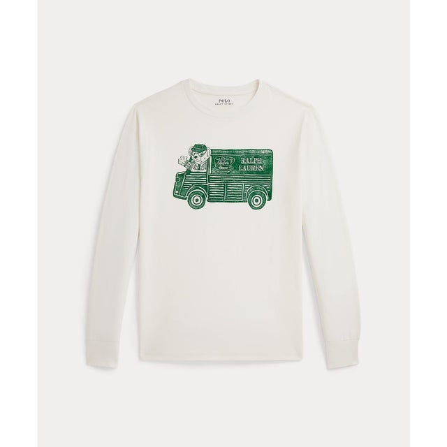 (ボーイズ 8才～20才)Ralph's Coffee Polo ベア ロングスリーブ Tシャツ （100ホワイト）