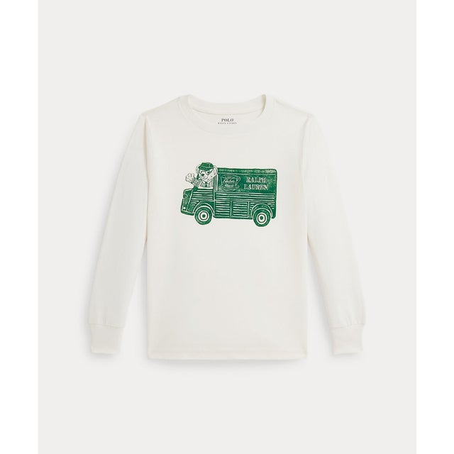 (ボーイズ 2才～7才)Ralph's Coffee Polo ベア ロングスリーブ Tシャツ （100ホワイト）