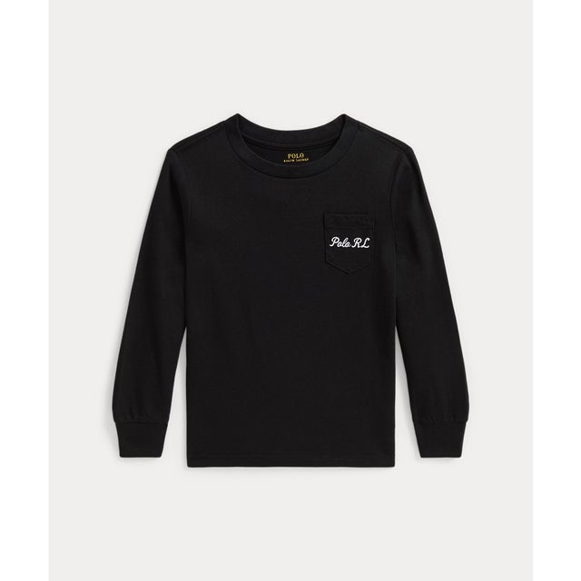 (ボーイズ 2才～7才)Polo ベア コットン ロングスリーブ Tシャツ （001ブラック）
