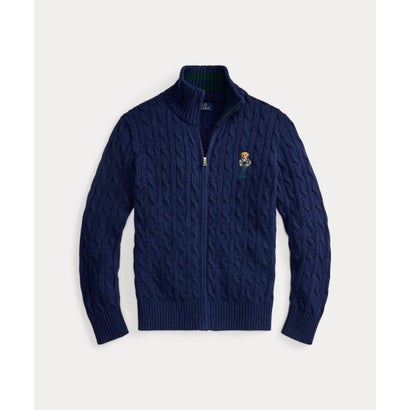 (ボーイズ 8才～20才)Polo ベア ケーブル コットン フルジップ セーター （410ネイビー）｜詳細画像