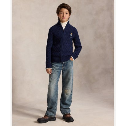 (ボーイズ 8才～20才)Polo ベア ケーブル コットン フルジップ セーター （410ネイビー）｜詳細画像