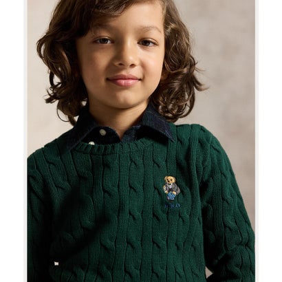 (ボーイズ 2才～7才)Polo ベア ケーブルニット コットン セーター （300グリーン）｜詳細画像