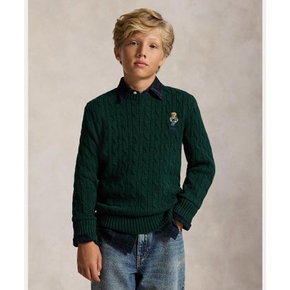 (ボーイズ 8才～20才)Polo ベア ケーブルニット コットン セーター （300グリーン）｜詳細画像