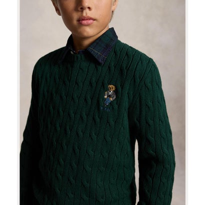 (ボーイズ 8才～20才)Polo ベア ケーブルニット コットン セーター （300グリーン）｜詳細画像