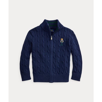 (ボーイズ 2才～7才)Polo ベア ケーブル コットン フルジップ セーター （410ネイビー）｜詳細画像