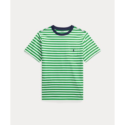 (ボーイズ 8才～20才)ストライプド コットン ジャージー ポケット Tシャツ 300グリーン｜詳細画像