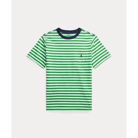 (ボーイズ 8才～20才)ストライプド コットン ジャージー ポケット Tシャツ 300グリーン