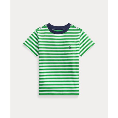 (ボーイズ 4才～7才)ストライプド コットン ジャージー ポケット Tシャツ 300グリーン｜詳細画像