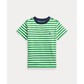(ボーイズ 4才～7才)ストライプド コットン ジャージー ポケット Tシャツ 300グリーン
