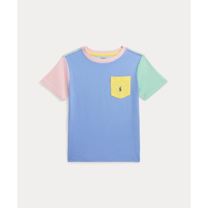 (ボーイズ 4才～7才)カラーブロック コットン ポケット Tシャツ 400ブルー｜詳細画像