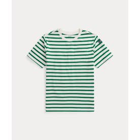 (ボーイズ 8才～20才)ストライプド コットン ジャージー ポケット Tシャツ 100ホワイト