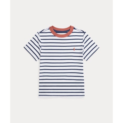 (ボーイズ 3才～7才)ストライプド コットン ジャージー Tシャツ 400ブルー｜詳細画像