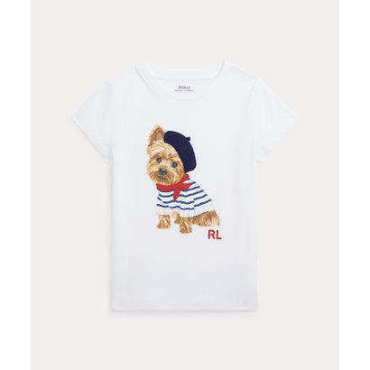 (ガールズ 3才～6才)ドッグプリント コットン ジャージー Tシャツ 100ホワイト｜詳細画像