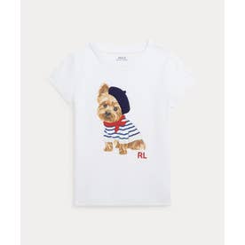 (ガールズ 3才～6才)ドッグプリント コットン ジャージー Tシャツ 100ホワイト