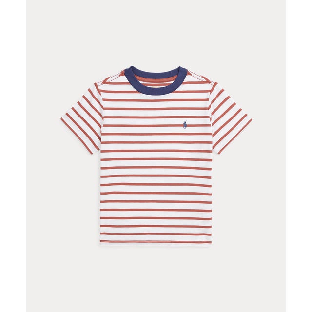 
                    (ボーイズ 3才～7才)ストライプド コットン ジャージー Tシャツ 600レッド