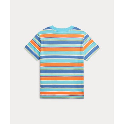 (ボーイズ 2才～7才)ストライプド コットン ジャージー ポケット Tシャツ 400ブルー｜詳細画像