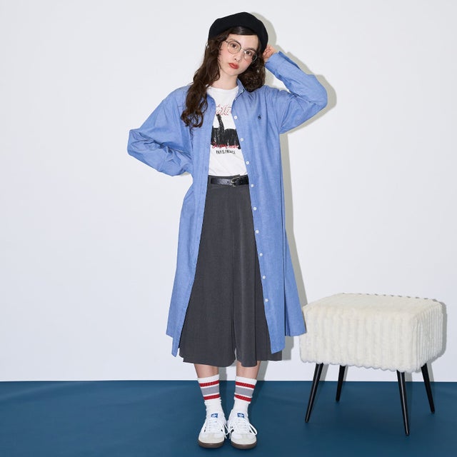 【AMI】シャツワンピース×Tシャツセット （ライト ブルー）