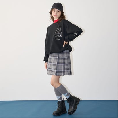 ポンポネット アミ POM PONETTE AMI 【AMI】シャギーチェックスカート×インナーパンツセット （紺）｜詳細画像