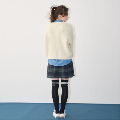 ポンポネット アミ POM PONETTE AMI 【AMI】シャギーチェックスカート×インナーパンツセット （紺）｜詳細画像