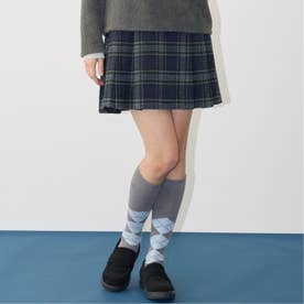 【AMI】シャギーチェックスカート×インナーパンツセット （紺）