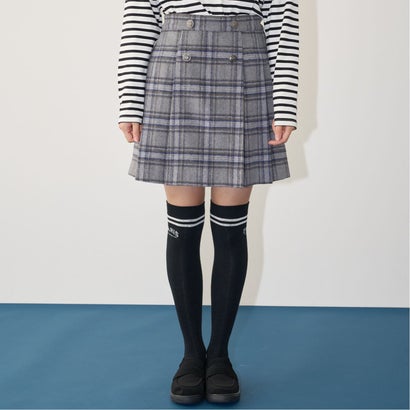 ポンポネット アミ POM PONETTE AMI 【AMI】シャギーチェックスカート×インナーパンツセット （トップ グレー）｜詳細画像