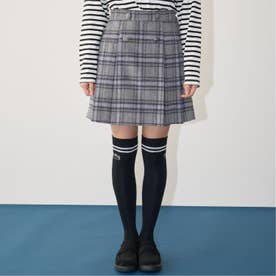 【AMI】シャギーチェックスカート×インナーパンツセット （トップ グレー）