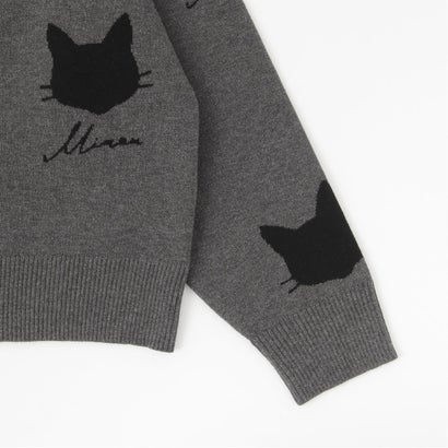 【AMI】猫ジャカード衿付きニットプルオーバー （トップ グレー）｜詳細画像