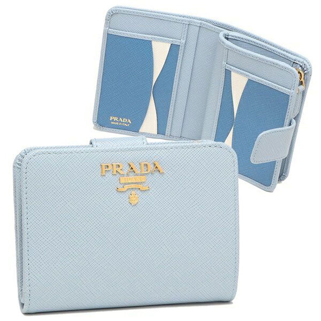 プラダ PRADA 二つ折り財布 サフィアーノ ブルー レディース PRADA 1ML018 ZLP F02T0 （ブルー）