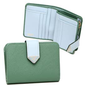 二つ折り財布 サフィアーノ トライアングルロゴ グリーン ブルー レディース 1ML018 2DYG F03HX （マルチカラー）