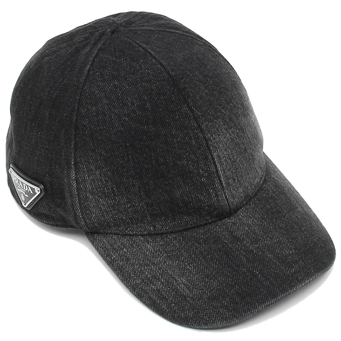 プラダ PRADA キャップ 帽子 デニム トライアングルロゴ ブラック