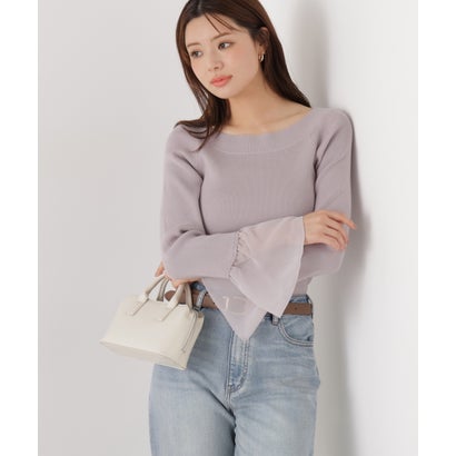 プロポーションボディドレッシング PROPORTION BODY DRESSING シアー切り替えスリーブニット （ブルー×エクリュ）｜詳細画像