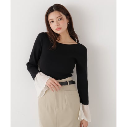 プロポーションボディドレッシング PROPORTION BODY DRESSING シアー切り替えスリーブニット （ブルー×エクリュ）｜詳細画像