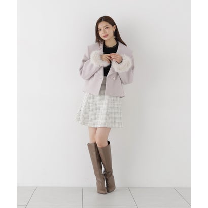 フェイクファー付きワイドカラーショートコート （エクリュ1）｜詳細画像