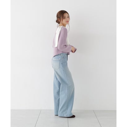 プロポーションボディドレッシング PROPORTION BODY DRESSING 2WAYアシメリボンゆるニット （ラベンダー×アイボリー）｜詳細画像