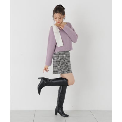 プロポーションボディドレッシング PROPORTION BODY DRESSING 2WAYアシメリボンゆるニット （ラベンダー×アイボリー）｜詳細画像
