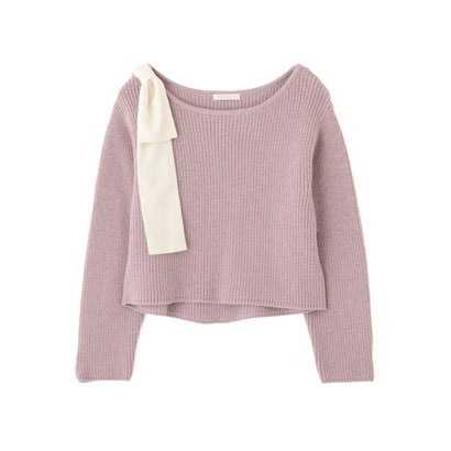 プロポーションボディドレッシング PROPORTION BODY DRESSING 2WAYアシメリボンゆるニット （ラベンダー×アイボリー）｜詳細画像