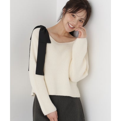 プロポーションボディドレッシング PROPORTION BODY DRESSING 2WAYアシメリボンゆるニット （ラベンダー×アイボリー）｜詳細画像