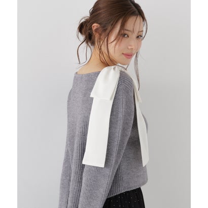 プロポーションボディドレッシング PROPORTION BODY DRESSING 2WAYアシメリボンゆるニット （エクリュ×ブラック1）｜詳細画像