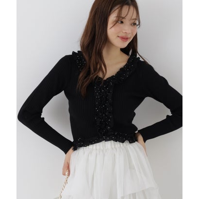 プロポーションボディドレッシング PROPORTION BODY DRESSING フリルトリムニットトップス （ラベンダー）｜詳細画像