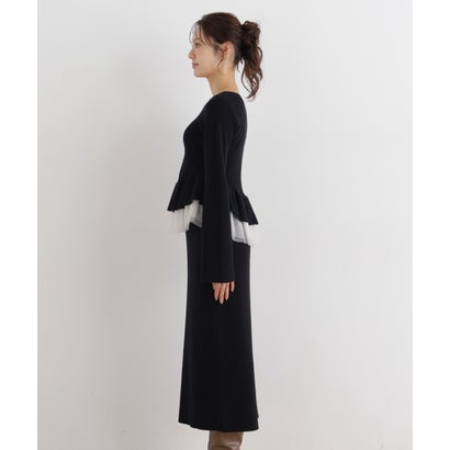 プロポーションボディドレッシング PROPORTION BODY DRESSING チュール付きペプラムニットセット （モカ1）｜詳細画像