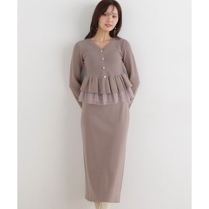 プロポーションボディドレッシング PROPORTION BODY DRESSING チュール付きペプラムニットセット （モカ1）｜詳細画像
